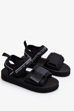 Big Star Shoes Sandały Big Star|Sandały Płaskie*Damskie Sandały Na Rzepy Big Star LL274784 Czarne Czarny