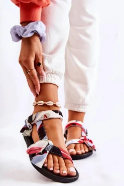 Damskie Boto Damskie Sandały Na Rzepy Czerwone Caprisa