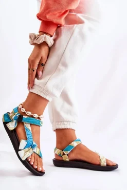 Boto Sandały Płaskie*Damskie Sandały Na Rzepy Zielone Caprisa