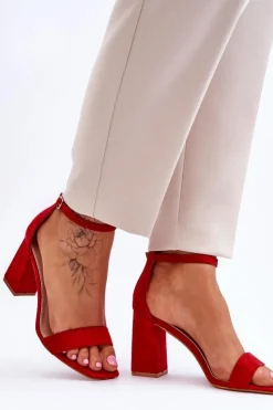 Damskie Boto Damskie Sandały Na Stabilnym Słupku Czerwone Lavissa