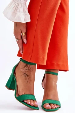 Boto Sandały Na Obcasie*Damskie Sandały Na Stabilnym Słupku Zielone Lavissa