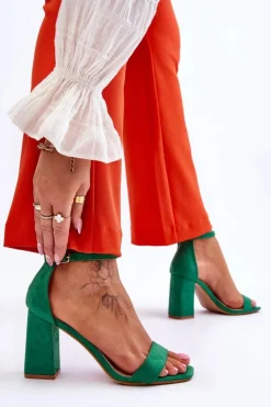 Boto Sandały Na Obcasie*Damskie Sandały Na Stabilnym Słupku Zielone Lavissa