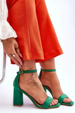 Boto Sandały Na Obcasie*Damskie Sandały Na Stabilnym Słupku Zielone Lavissa