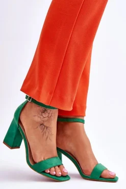 Boto Sandały Na Obcasie*Damskie Sandały Na Stabilnym Słupku Zielone Lavissa