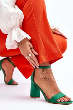 Boto Sandały Na Obcasie*Damskie Sandały Na Stabilnym Słupku Zielone Lavissa