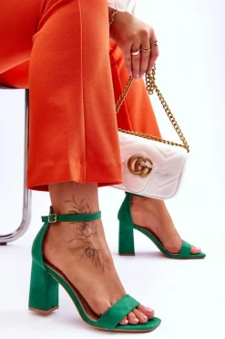 Boto Sandały Na Obcasie*Damskie Sandały Na Stabilnym Słupku Zielone Lavissa