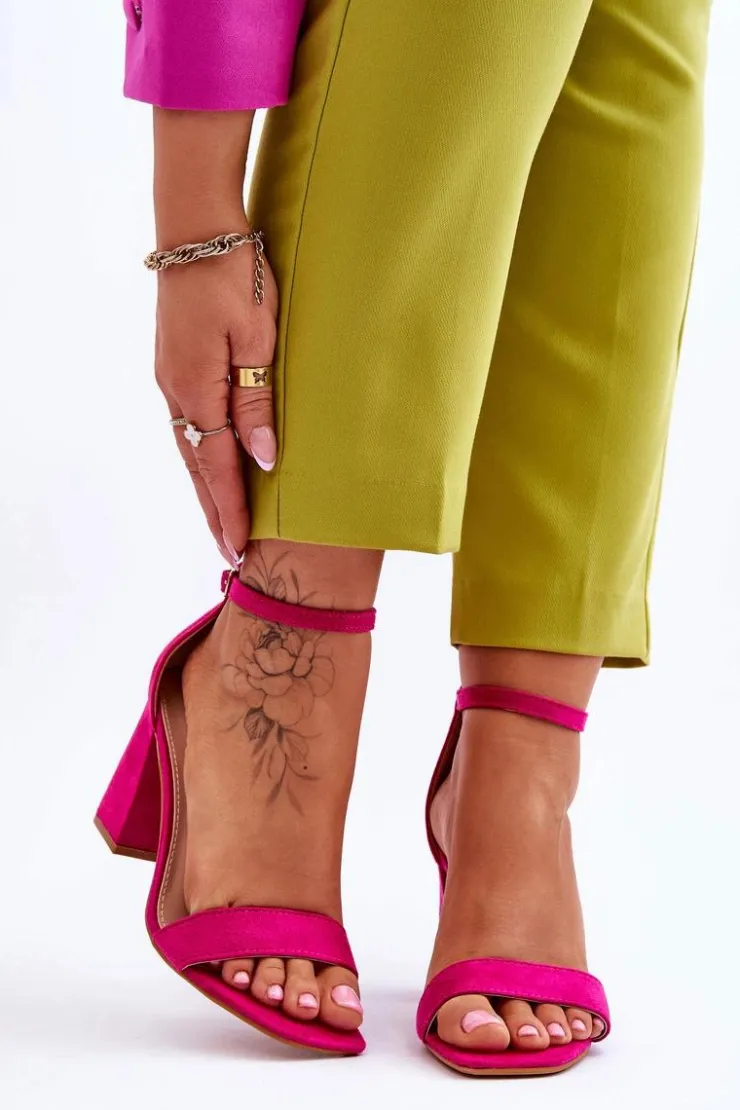 New Boto Damskie Sandały Na Stabilnym Słupku Fuksja Lavissa