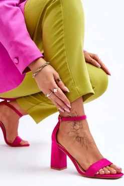 New Boto Damskie Sandały Na Stabilnym Słupku Fuksja Lavissa