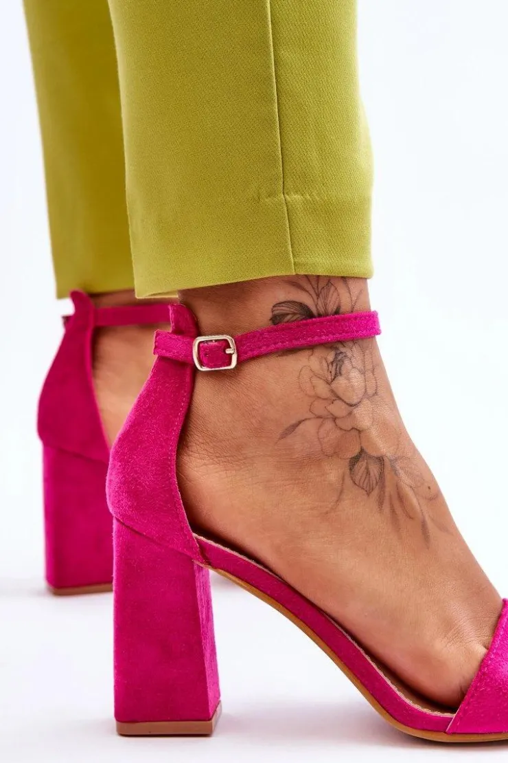 New Boto Damskie Sandały Na Stabilnym Słupku Fuksja Lavissa