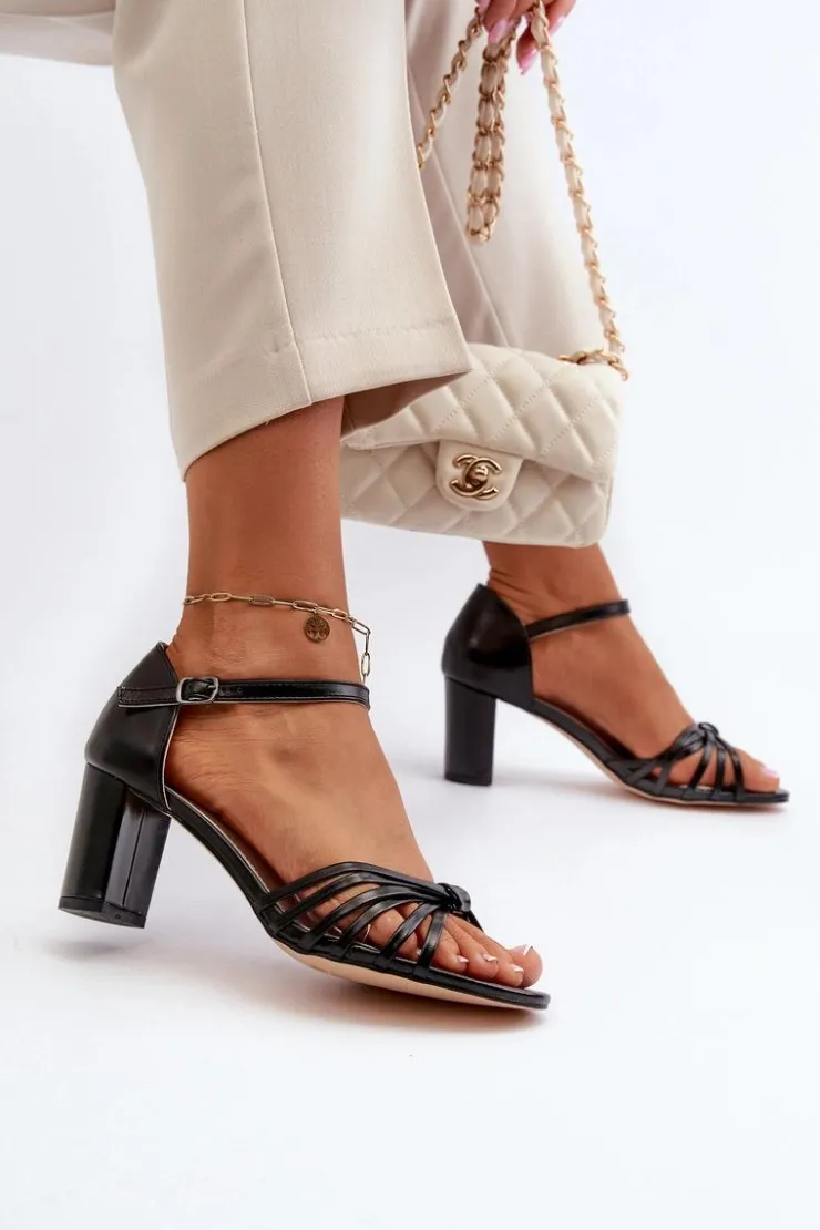 Damskie Evento Damskie Sandały Na Słupku Czarne Pyrrette