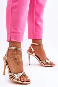 Boto Sandały Na Obcasie*Damskie Sandały Na Szpilce Złote My Darling