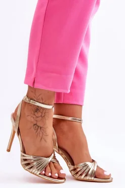 Boto Sandały Na Obcasie*Damskie Sandały Na Szpilce Złote My Darling