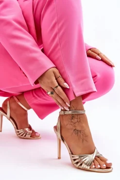 Boto Sandały Na Obcasie*Damskie Sandały Na Szpilce Złote My Darling