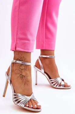 Damskie Boto Damskie Sandały Na Szpilce Srebrne My Darling