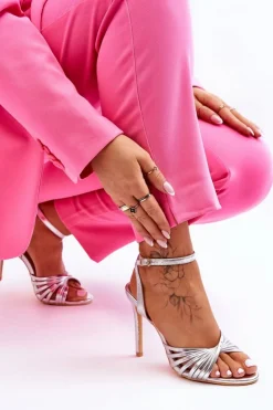 Damskie Boto Damskie Sandały Na Szpilce Srebrne My Darling