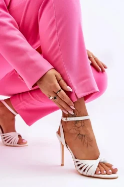 Outlet Boto Damskie Sandały Na Szpilce Białe My Darling