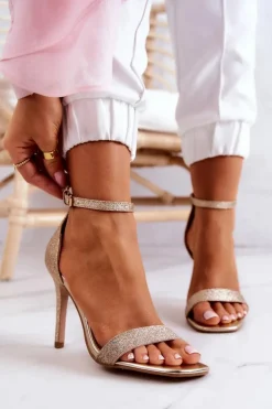 Damskie Buty damskie Vinceza Damskie Sandały Na Szpilce Brokatowe Złote Massimo