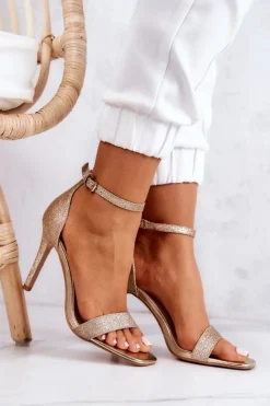 Damskie Buty damskie Vinceza Damskie Sandały Na Szpilce Brokatowe Złote Massimo