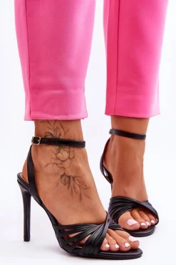 Boto Damskie Sandały Na Szpilce Czarne My Darling Czarny