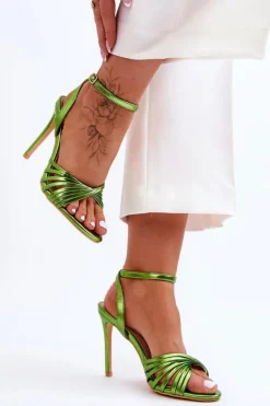 New Boto Damskie Sandały Na Szpilce Zielone My Darling Zielony