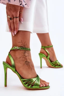 New Boto Damskie Sandały Na Szpilce Zielone My Darling Zielony