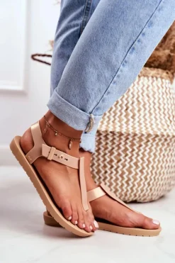 ZAXY Sandały Gumowe|Sandały Płaskie*Damskie Sandały Pachnące Gumowe Beżowe DD285040