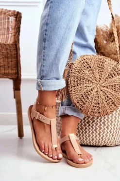 ZAXY Sandały Gumowe|Sandały Płaskie*Damskie Sandały Pachnące Gumowe Beżowe DD285040