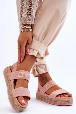 Big Star Shoes Sandały Big Star|Sandały Płaskie*Damskie Sandały Wsuwane Big Star LL274859 Różowe