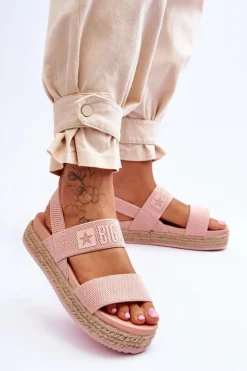 Big Star Shoes Sandały Big Star|Sandały Płaskie*Damskie Sandały Wsuwane Big Star LL274859 Różowe