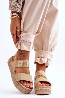New Big Star Shoes Damskie Sandały Wsuwane Big Star LL274858 Beżowe
