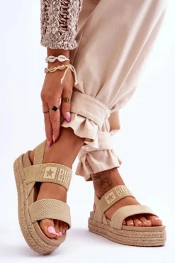 New Big Star Shoes Damskie Sandały Wsuwane Big Star LL274858 Beżowe