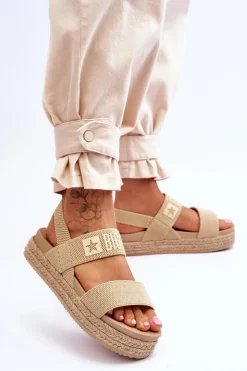 New Big Star Shoes Damskie Sandały Wsuwane Big Star LL274858 Beżowe