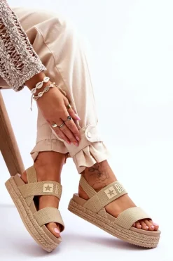 New Big Star Shoes Damskie Sandały Wsuwane Big Star LL274858 Beżowe