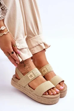 New Big Star Shoes Damskie Sandały Wsuwane Big Star LL274858 Beżowe