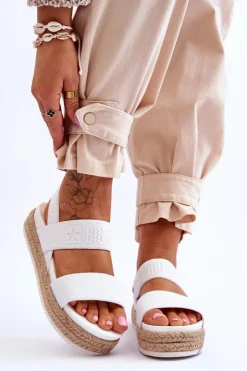 Big Star Shoes Sandały Big Star|Sandały Płaskie*Damskie Sandały Wsuwane Big Star LL274857 Białe