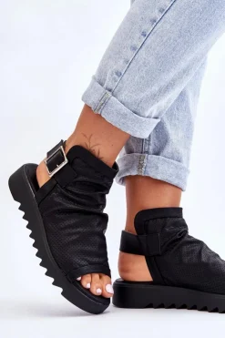 Discount Boto Damskie Sandały Z Cholewką Za Kostkę Czarne Adonis