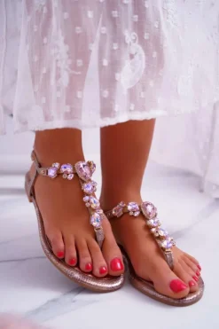 Damskie Boto Damskie Sandały z kamieniami Różowe Złoto Tenese