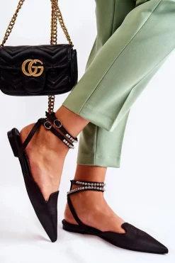 Boto Sandały Płaskie*Damskie Sandały Z Noskiem W Szpic Czarne Amisha