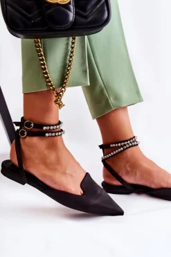 Boto Sandały Płaskie*Damskie Sandały Z Noskiem W Szpic Czarne Amisha