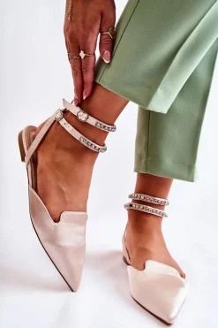 Damskie Boto Damskie Sandały Z Noskiem W Szpic Beżowe Amisha