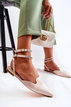 Damskie Boto Damskie Sandały Z Noskiem W Szpic Beżowe Amisha