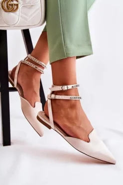 Damskie Boto Damskie Sandały Z Noskiem W Szpic Beżowe Amisha