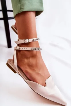 Damskie Boto Damskie Sandały Z Noskiem W Szpic Beżowe Amisha