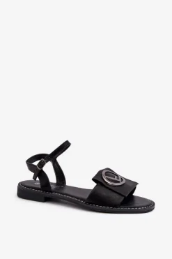 Discount Damskie buty S.Barski Damskie Sandały Z Ozdobą S.Barski KV27-045 Czarne