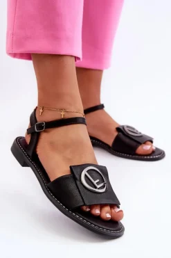 Discount Damskie buty S.Barski Damskie Sandały Z Ozdobą S.Barski KV27-045 Czarne