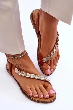 Sale Boto Damskie Sandały Z Ozdobami Na Pasku Camel Alamis