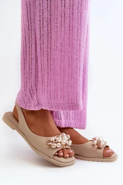 Best Damskie buty S.Barski Damskie Sandały Z Ozdobami S.Barski KV27-004 Beżowe Beżowy