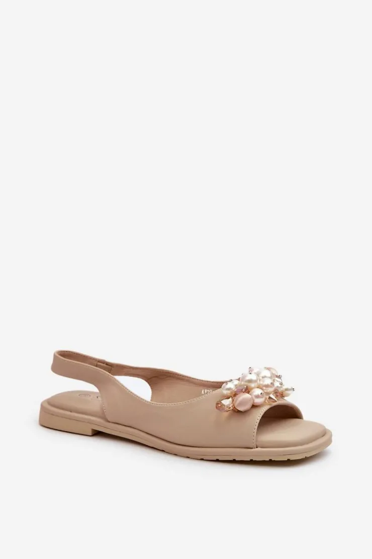 Best Damskie buty S.Barski Damskie Sandały Z Ozdobami S.Barski KV27-004 Beżowe Beżowy