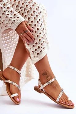 Damskie Boto Damskie Sandały Z Ozdobnymi Muszelkami Biało-Beżowe Verdem