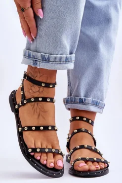 Damskie Boto Damskie Sandały Z Ozdobnymi Ćwiekami Czarne Dorothy